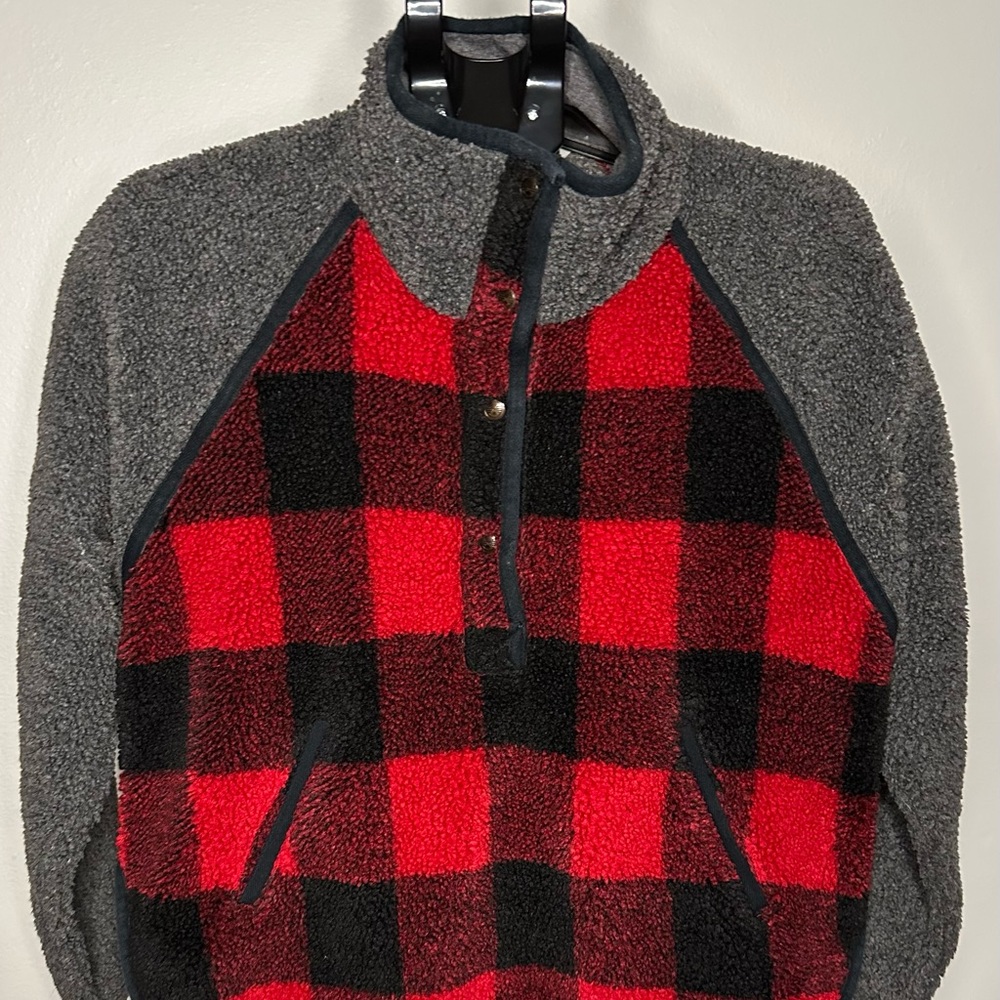 Gray and Red Plaid Sweater